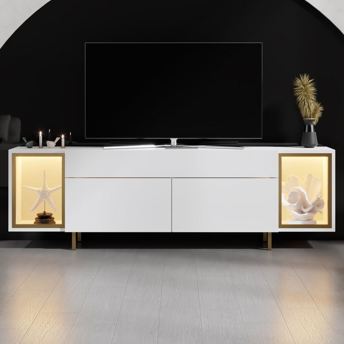 Hanah Home Soporte de TV Zenith Blanco y Dorado